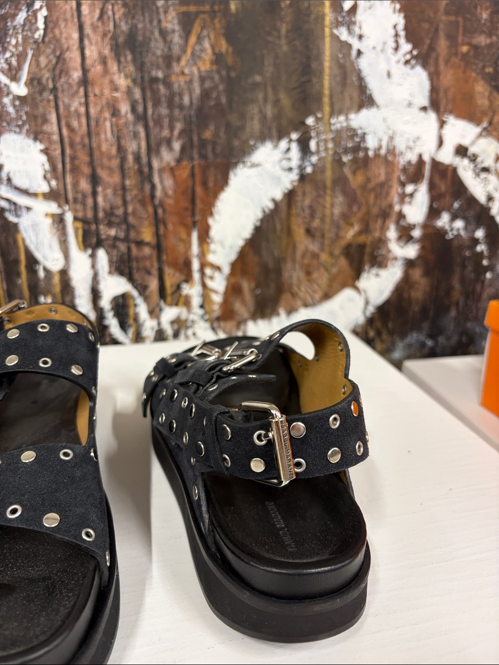 Isabel Marant Women’s Black Suede Studded Double-Buckle Sandals - Picture 6 of 6